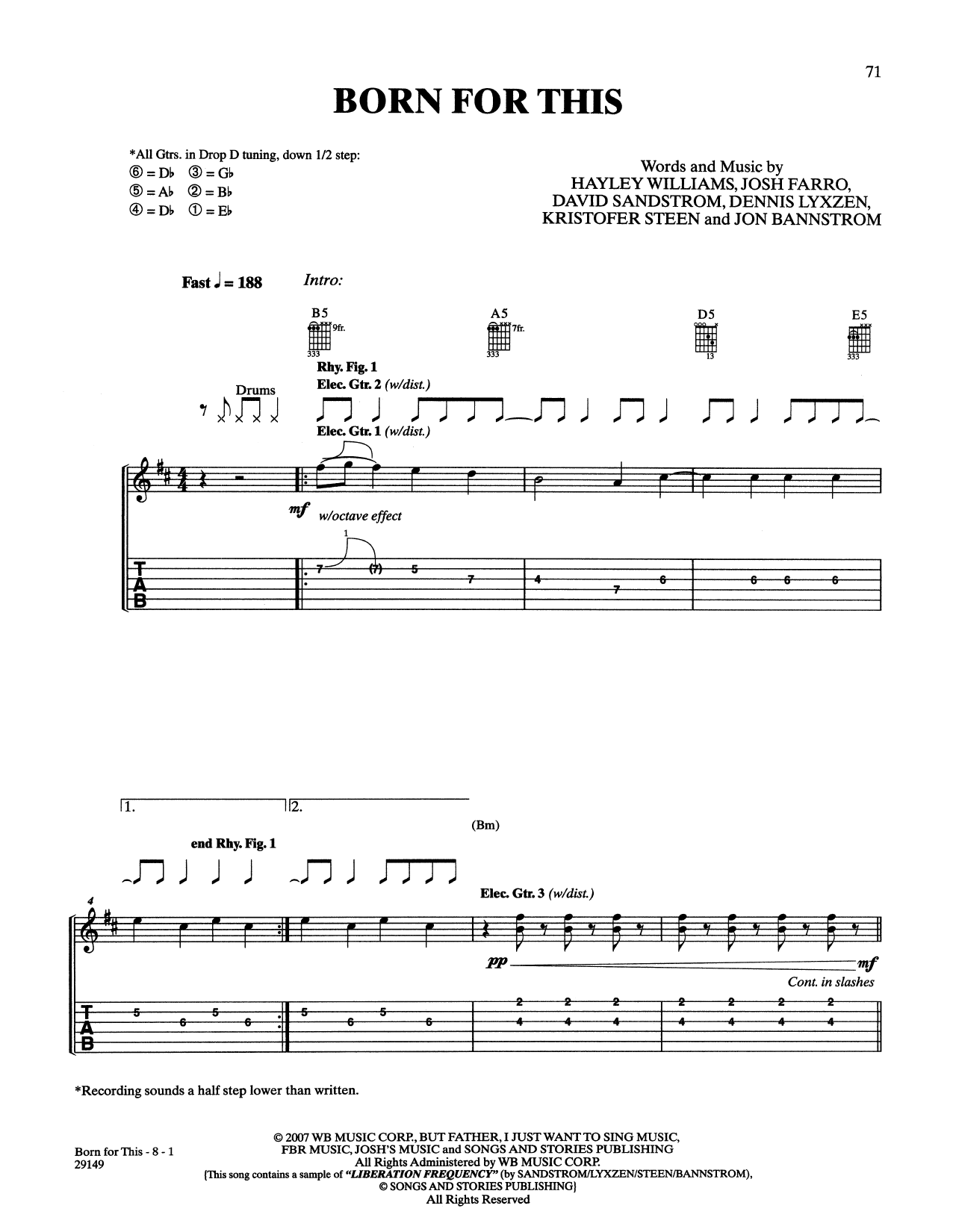 Download Paramore Born For This Sheet Music
