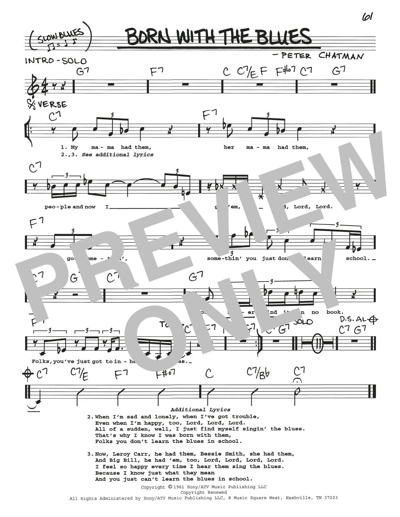 Download Memphis Slim Born With The Blues Sheet Music