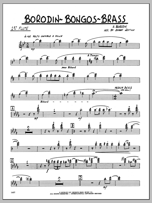 Download Sammy Nestico Borodin-Bongos-Brass - 1st Flute Sheet Music