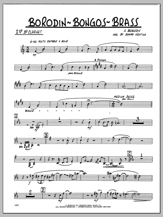 Download Sammy Nestico Borodin-Bongos-Brass - 2nd Bb Clarinet Sheet Music