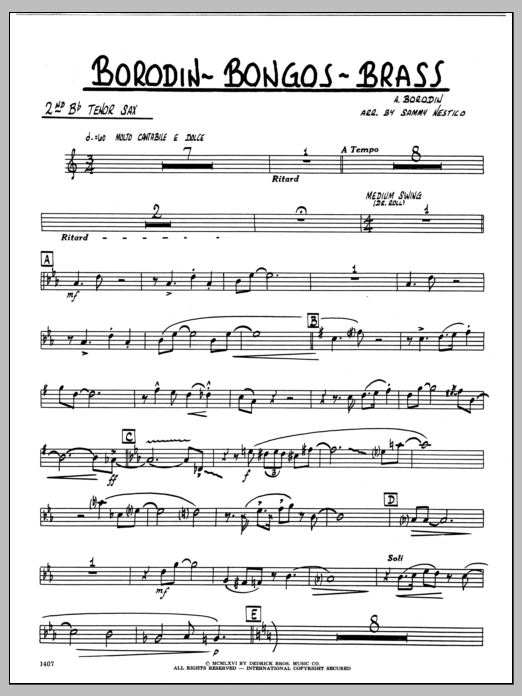 Download Sammy Nestico Borodin-Bongos-Brass - 2nd Bb Tenor Sax Sheet Music
