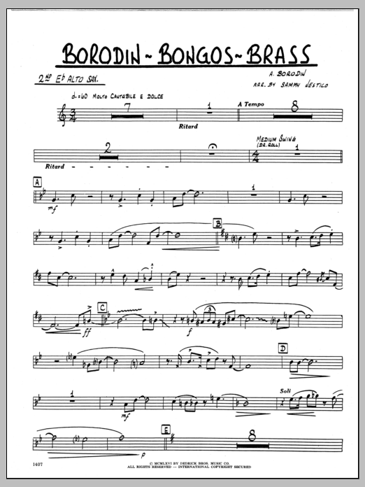 Download Sammy Nestico Borodin-Bongos-Brass - 2nd Eb Alto Saxo Sheet Music