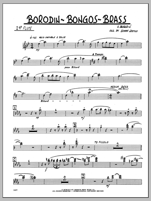Download Sammy Nestico Borodin-Bongos-Brass - 2nd Flute Sheet Music
