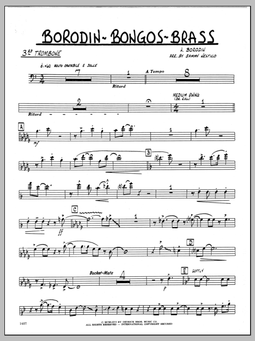 Download Sammy Nestico Borodin-Bongos-Brass - 3rd Trombone Sheet Music