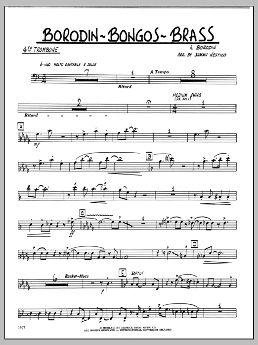 Download Sammy Nestico Borodin-Bongos-Brass - 4th Trombone Sheet Music