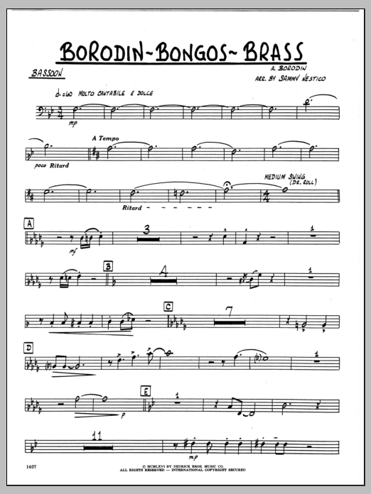 Download Sammy Nestico Borodin-Bongos-Brass - Bassoon Sheet Music