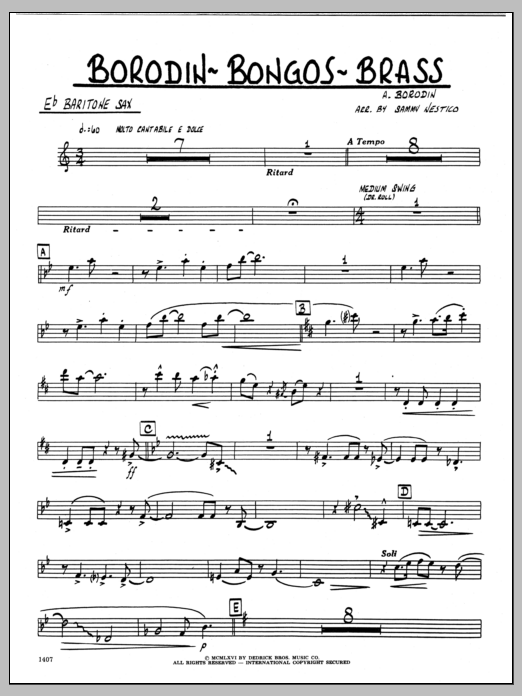 Download Sammy Nestico Borodin-Bongos-Brass - Eb Baritone Sax Sheet Music