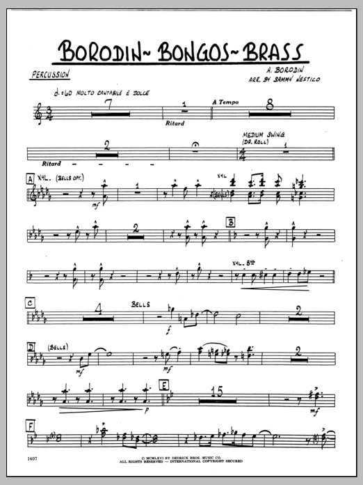 Download Sammy Nestico Borodin-Bongos-Brass - Percussion Sheet Music