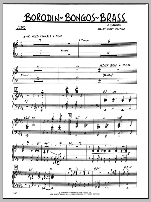 Download Sammy Nestico Borodin-Bongos-Brass - Piano Sheet Music