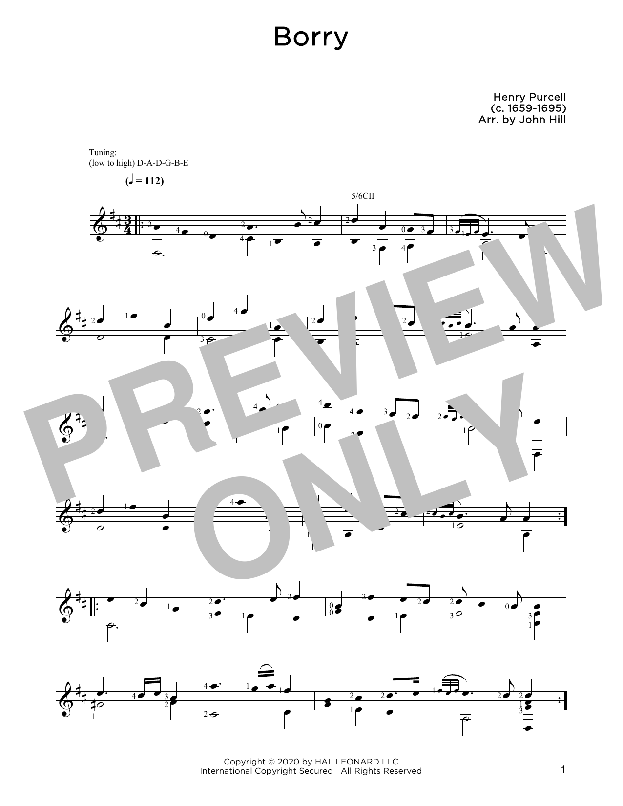 Download Henry Purcell Borry Sheet Music