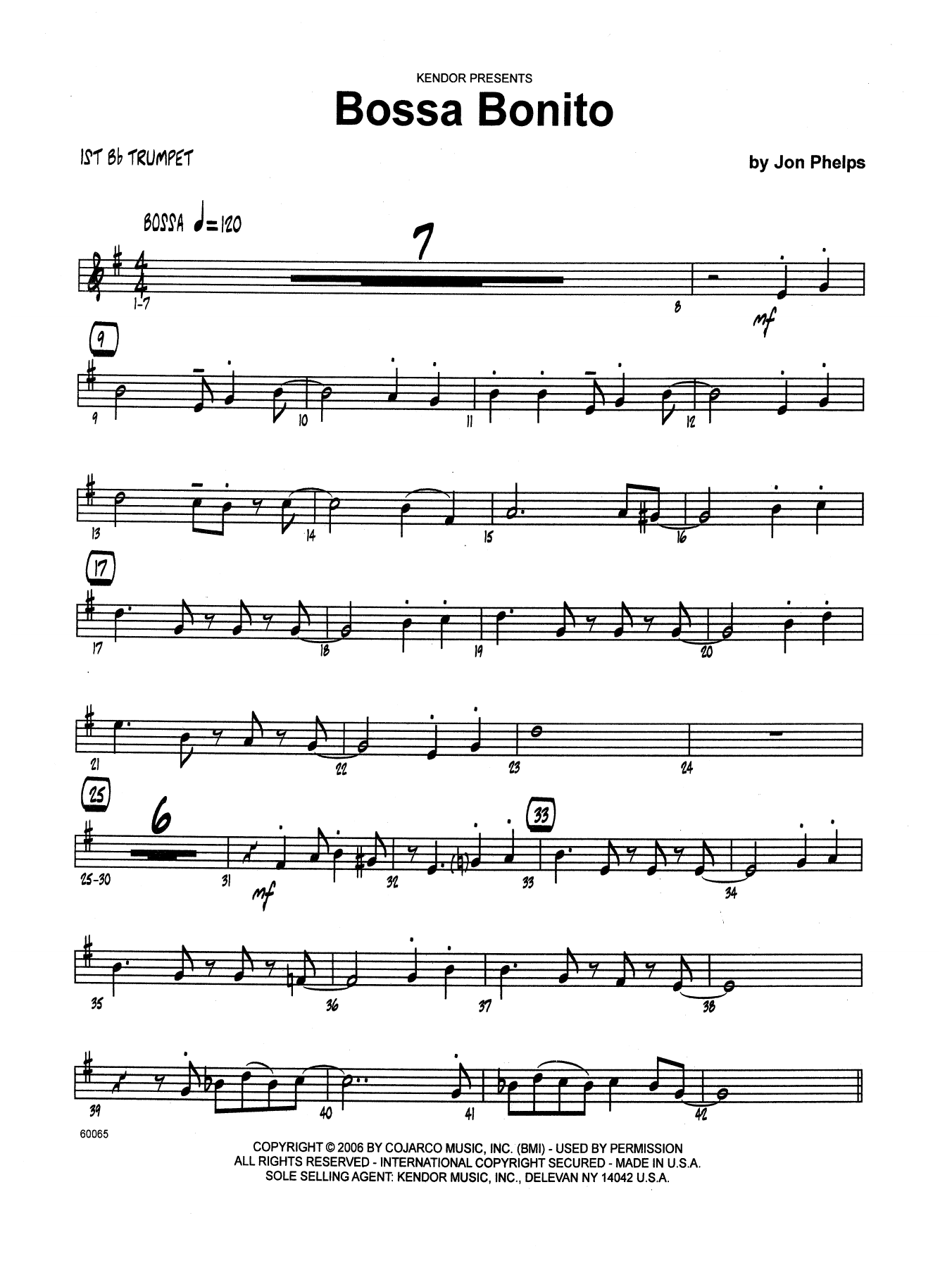Download Jon Phelps Bossa Bonito - 1st Bb Trumpet Sheet Music