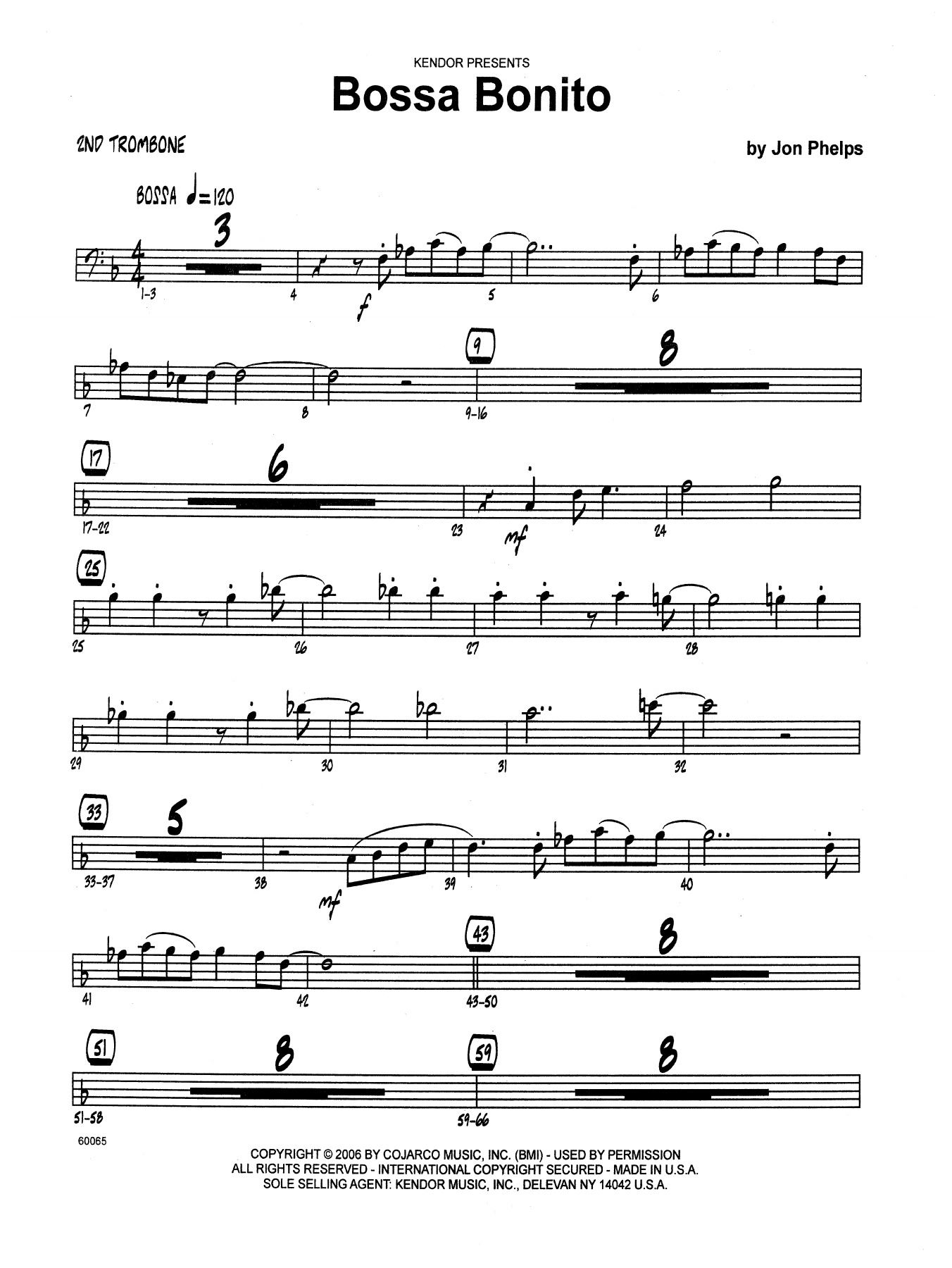 Download Jon Phelps Bossa Bonito - 2nd Trombone Sheet Music