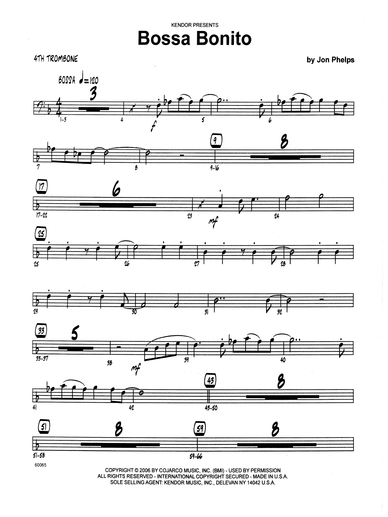 Download Jon Phelps Bossa Bonito - 4th Trombone Sheet Music