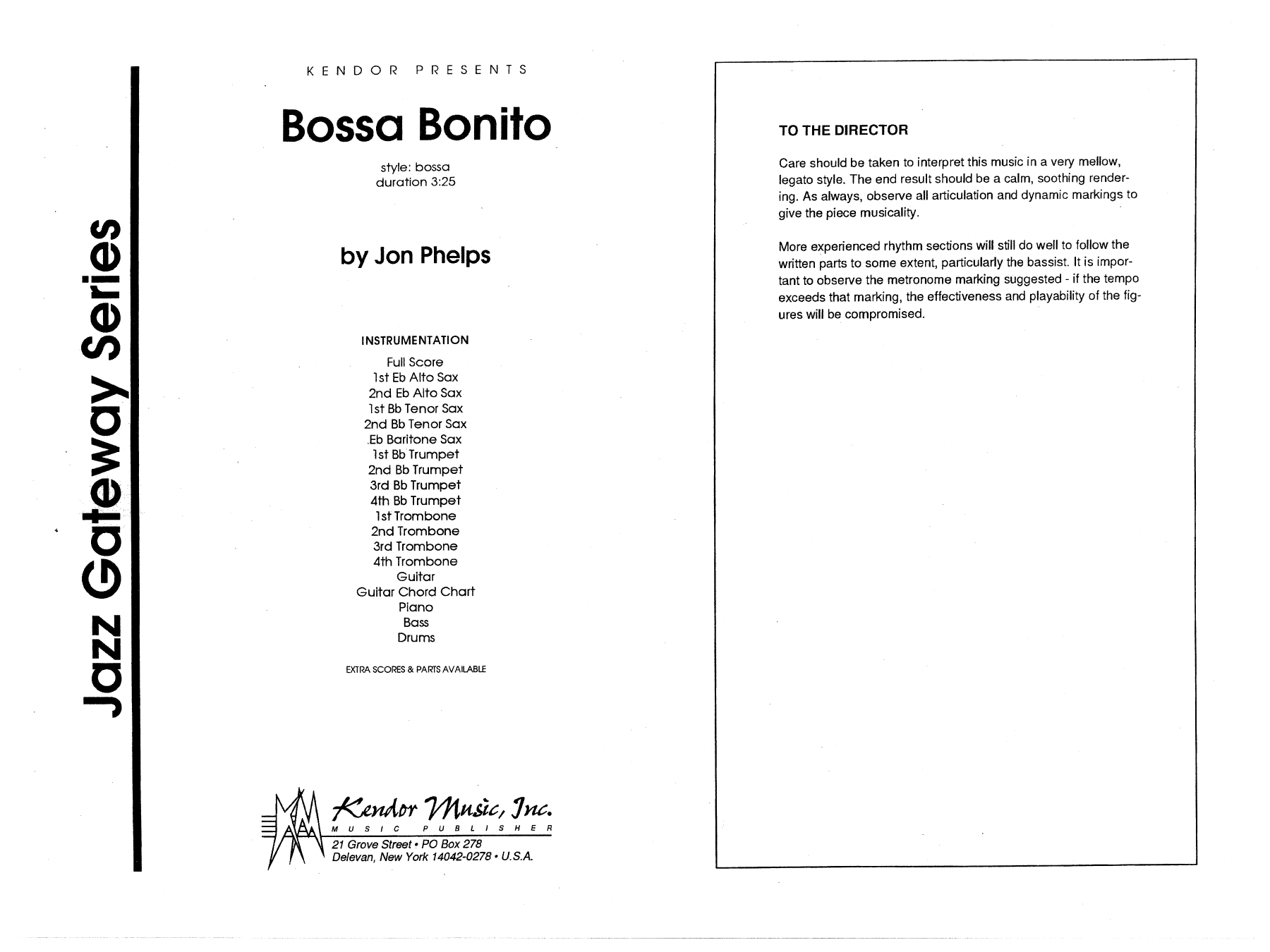 Download Jon Phelps Bossa Bonito - Full Score Sheet Music