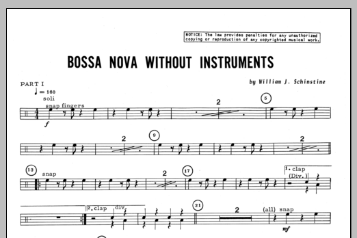 Download Schinstine Bossa Nova Without Instruments - Percus Sheet Music