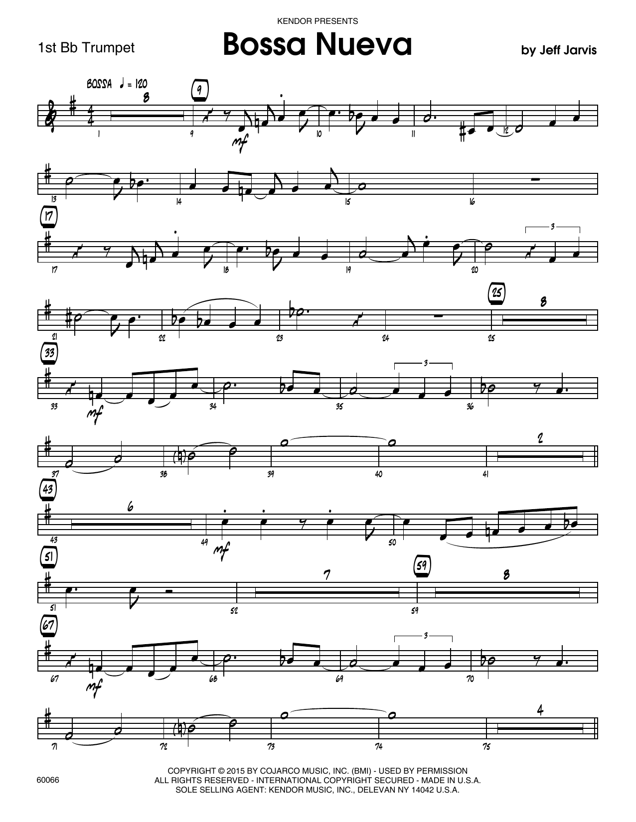 Download Jeff Jarvis Bossa Nueva - 1st Bb Trumpet Sheet Music