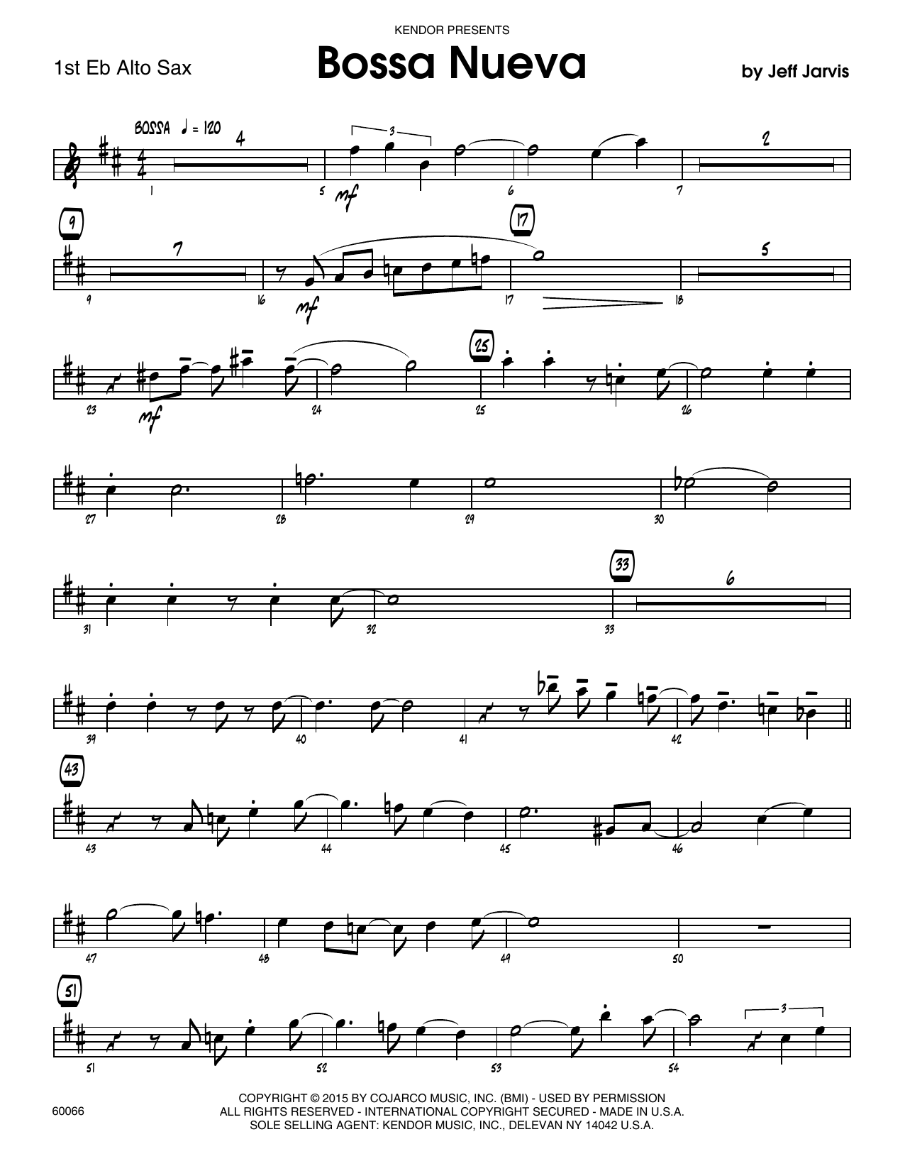 Download Jeff Jarvis Bossa Nueva - 1st Eb Alto Saxophone Sheet Music