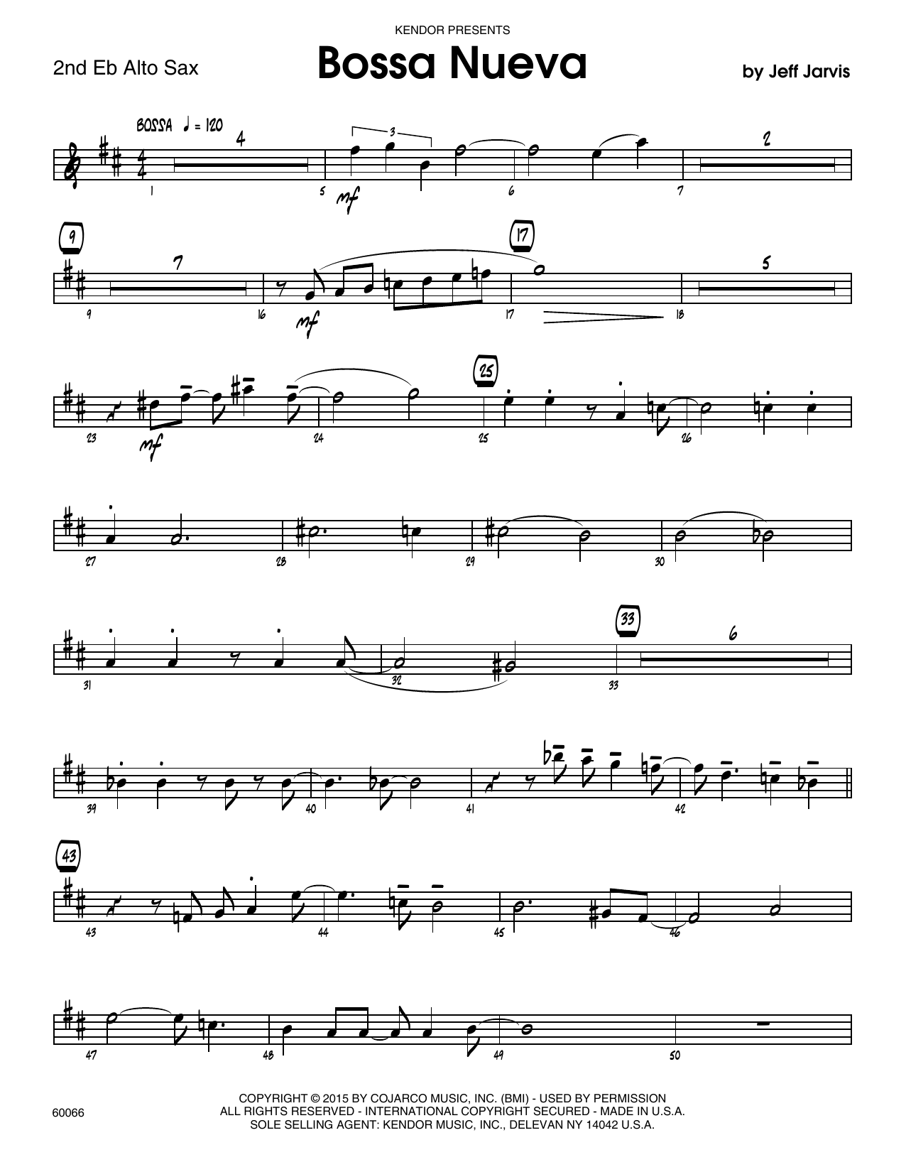 Download Jeff Jarvis Bossa Nueva - 2nd Eb Alto Saxophone Sheet Music