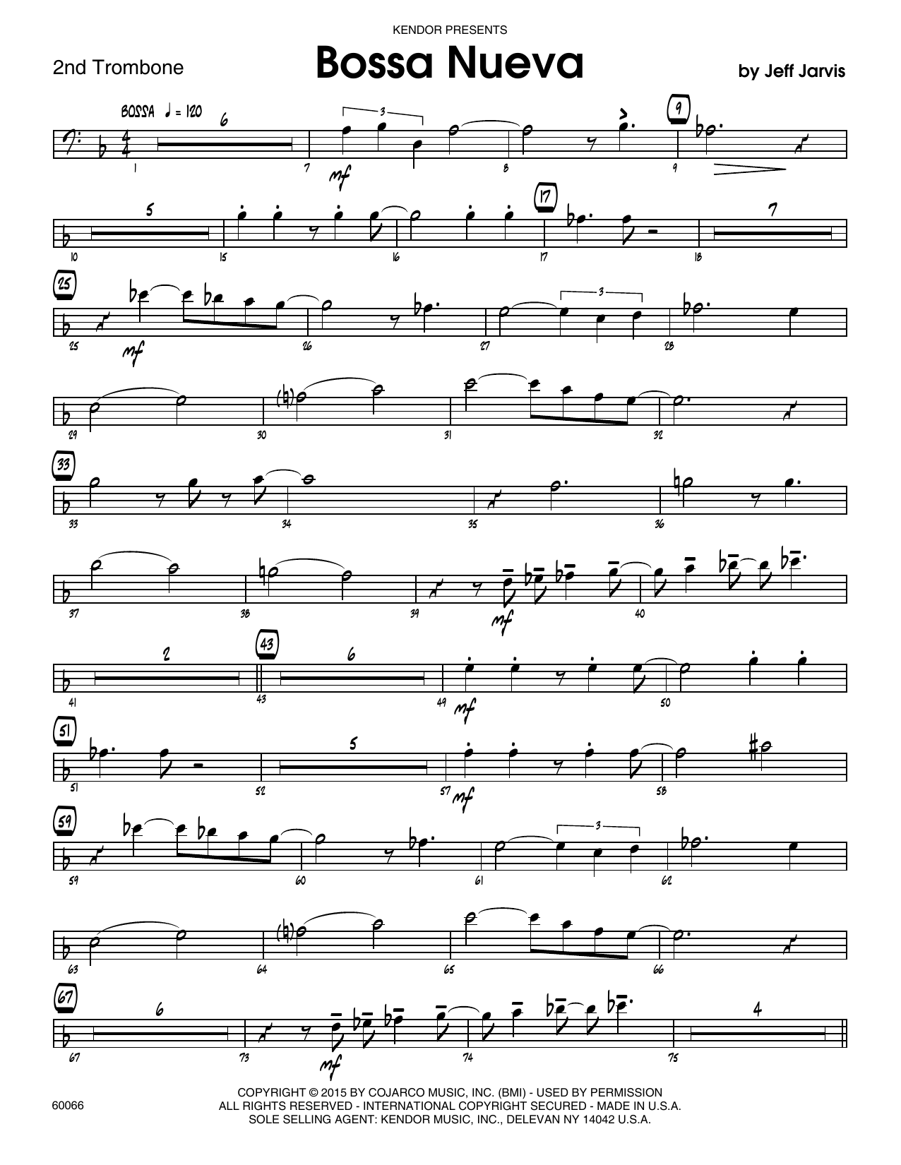 Download Jeff Jarvis Bossa Nueva - 2nd Trombone Sheet Music