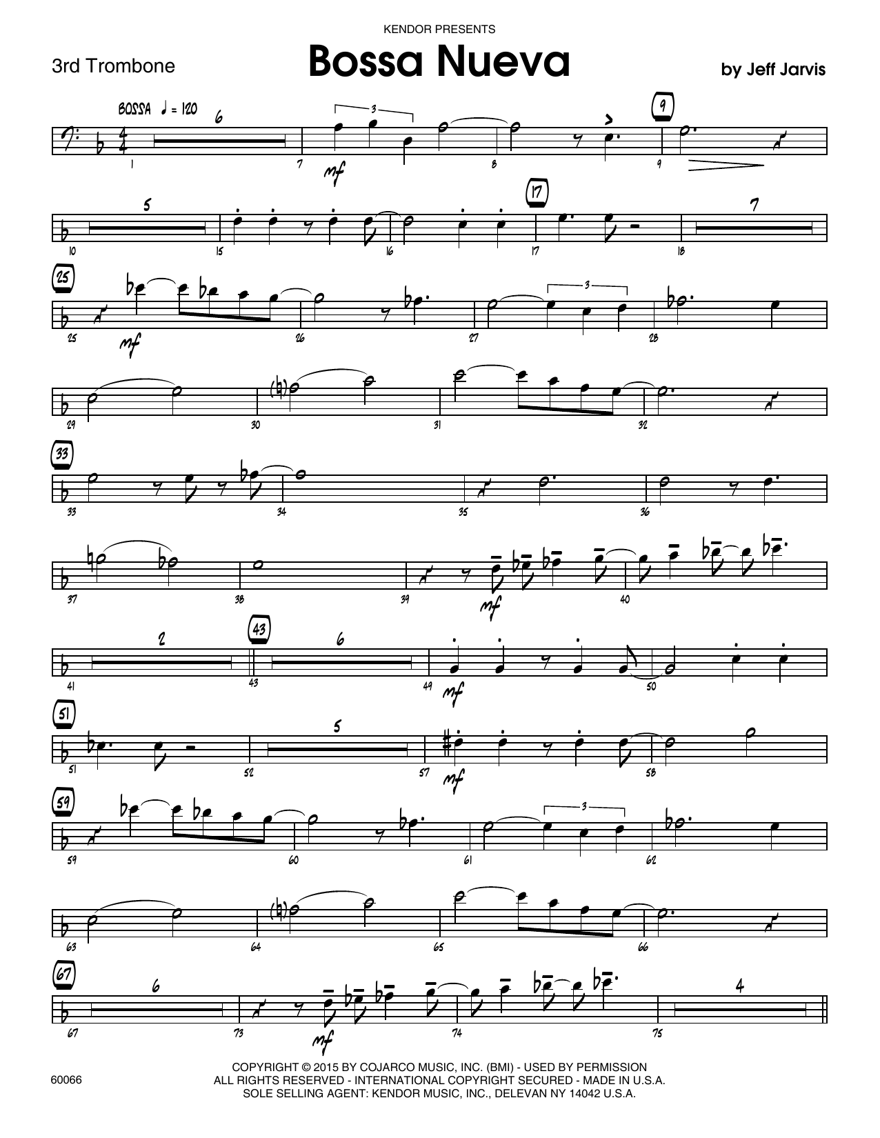Download Jeff Jarvis Bossa Nueva - 3rd Trombone Sheet Music