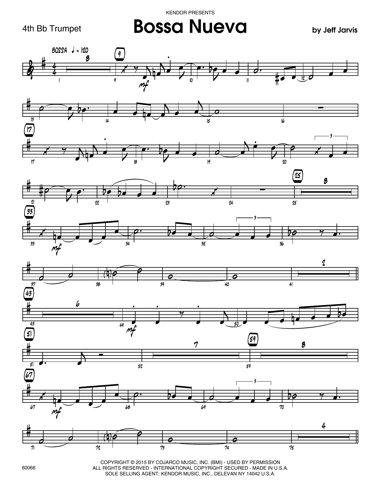 Download Jeff Jarvis Bossa Nueva - 4th Bb Trumpet Sheet Music