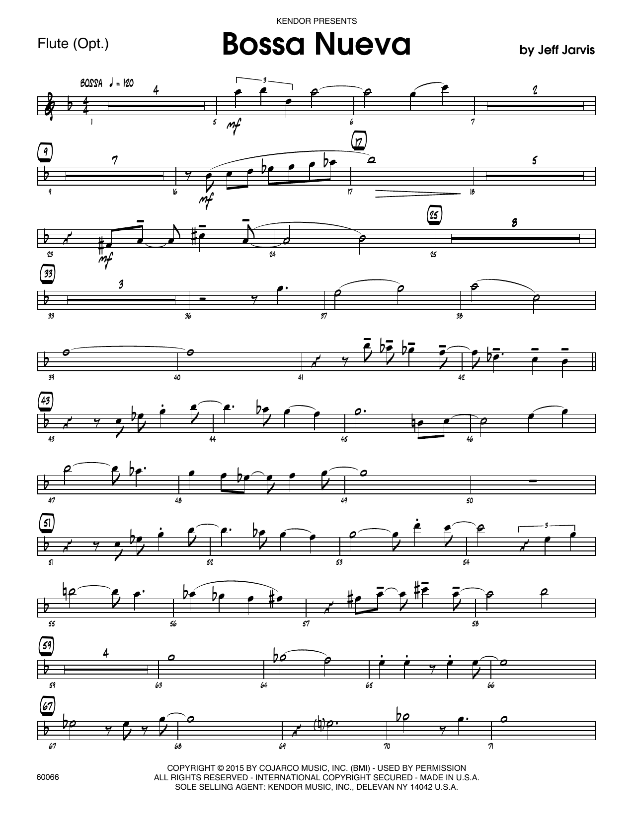 Download Jeff Jarvis Bossa Nueva - Flute Sheet Music