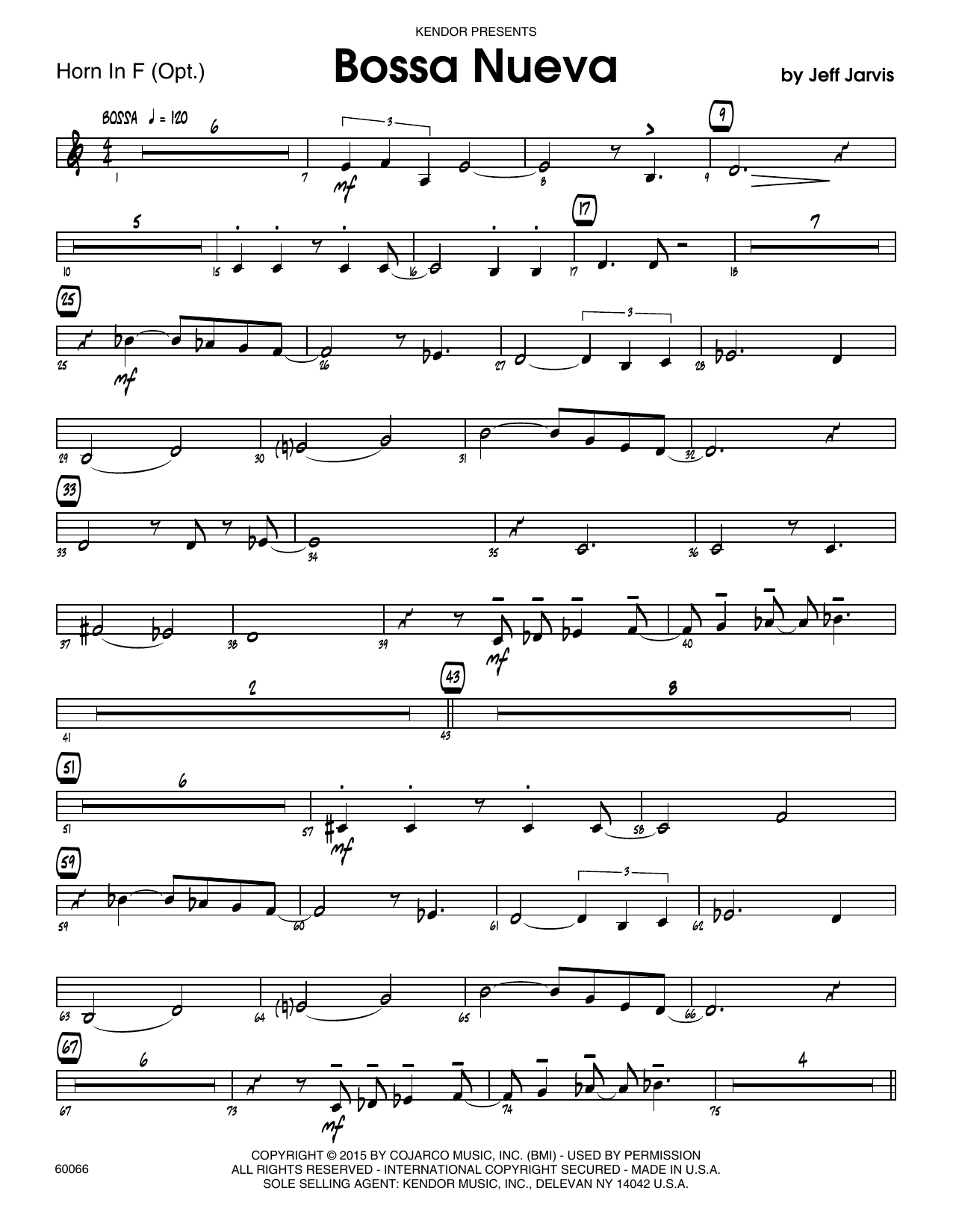 Download Jeff Jarvis Bossa Nueva - Horn in F Sheet Music