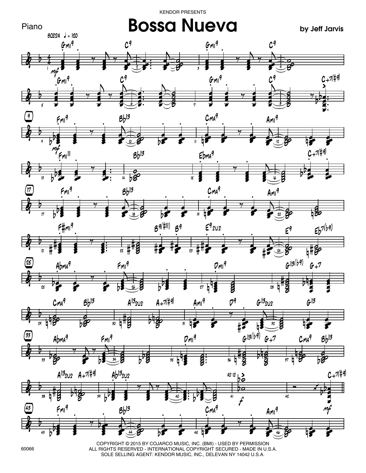 Download Jeff Jarvis Bossa Nueva - Piano Sheet Music