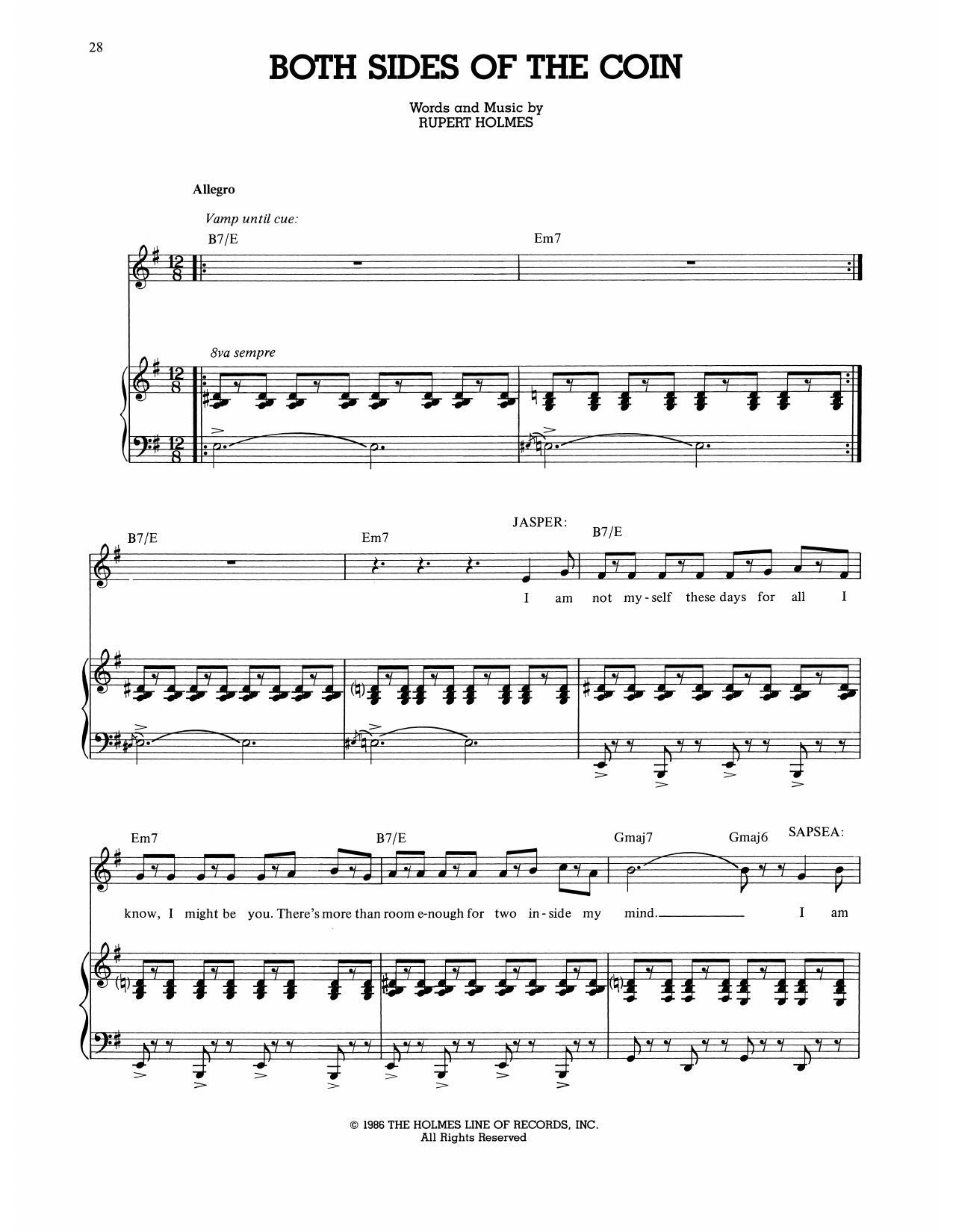 Download Rupert Holmes Both Sides Of The Coin (from The Myster Sheet Music