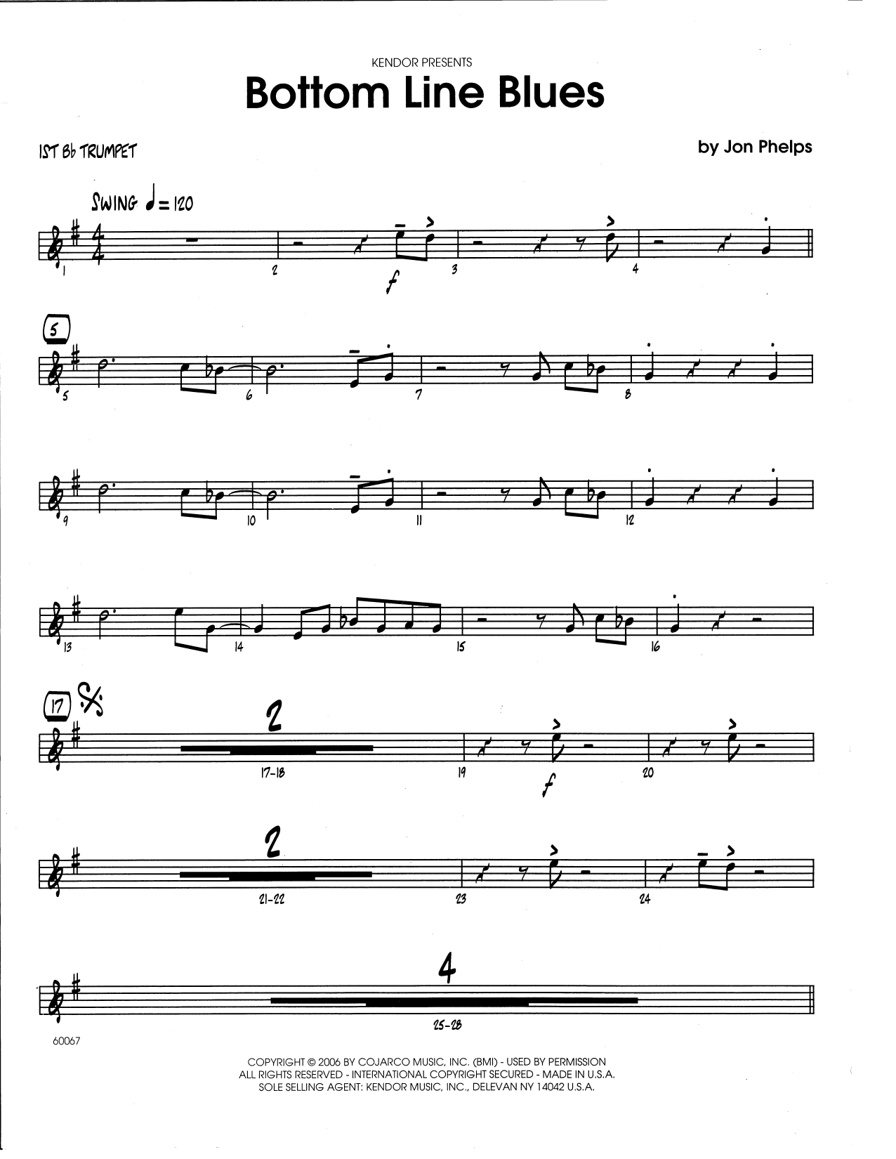 Download Jon Phelps Bottom Line Blues - 1st Bb Trumpet Sheet Music