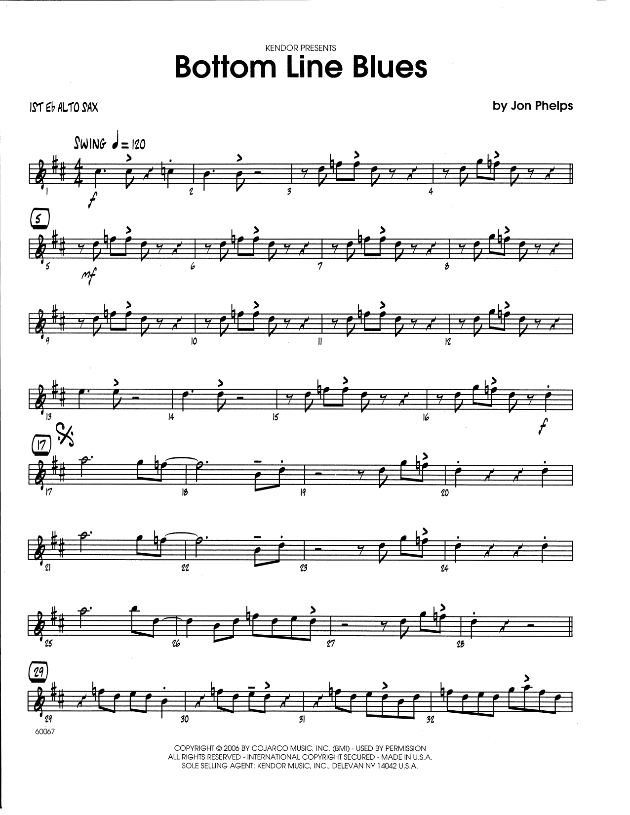 Download Jon Phelps Bottom Line Blues - 1st Eb Alto Saxopho Sheet Music