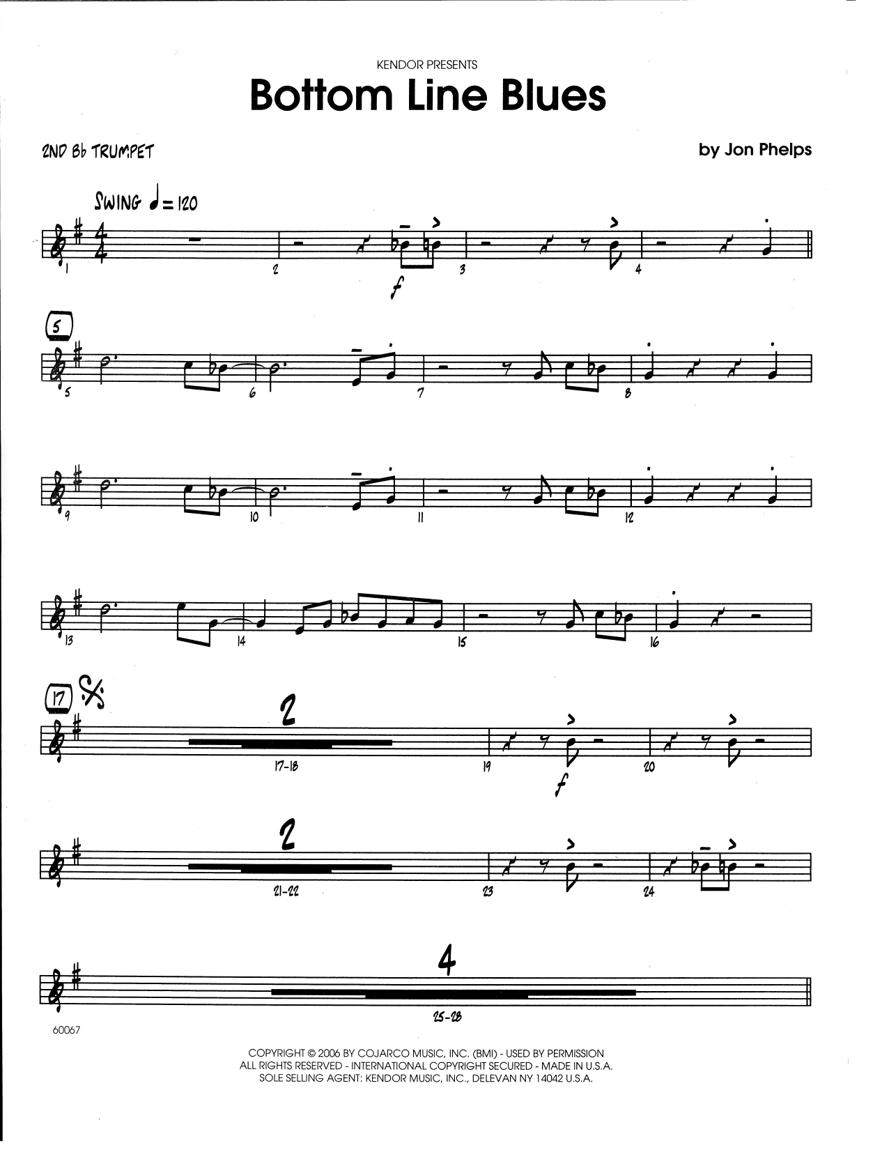 Download Jon Phelps Bottom Line Blues - 2nd Bb Trumpet Sheet Music
