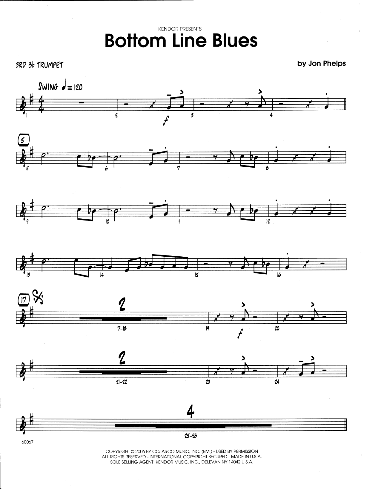 Download Jon Phelps Bottom Line Blues - 3rd Bb Trumpet Sheet Music