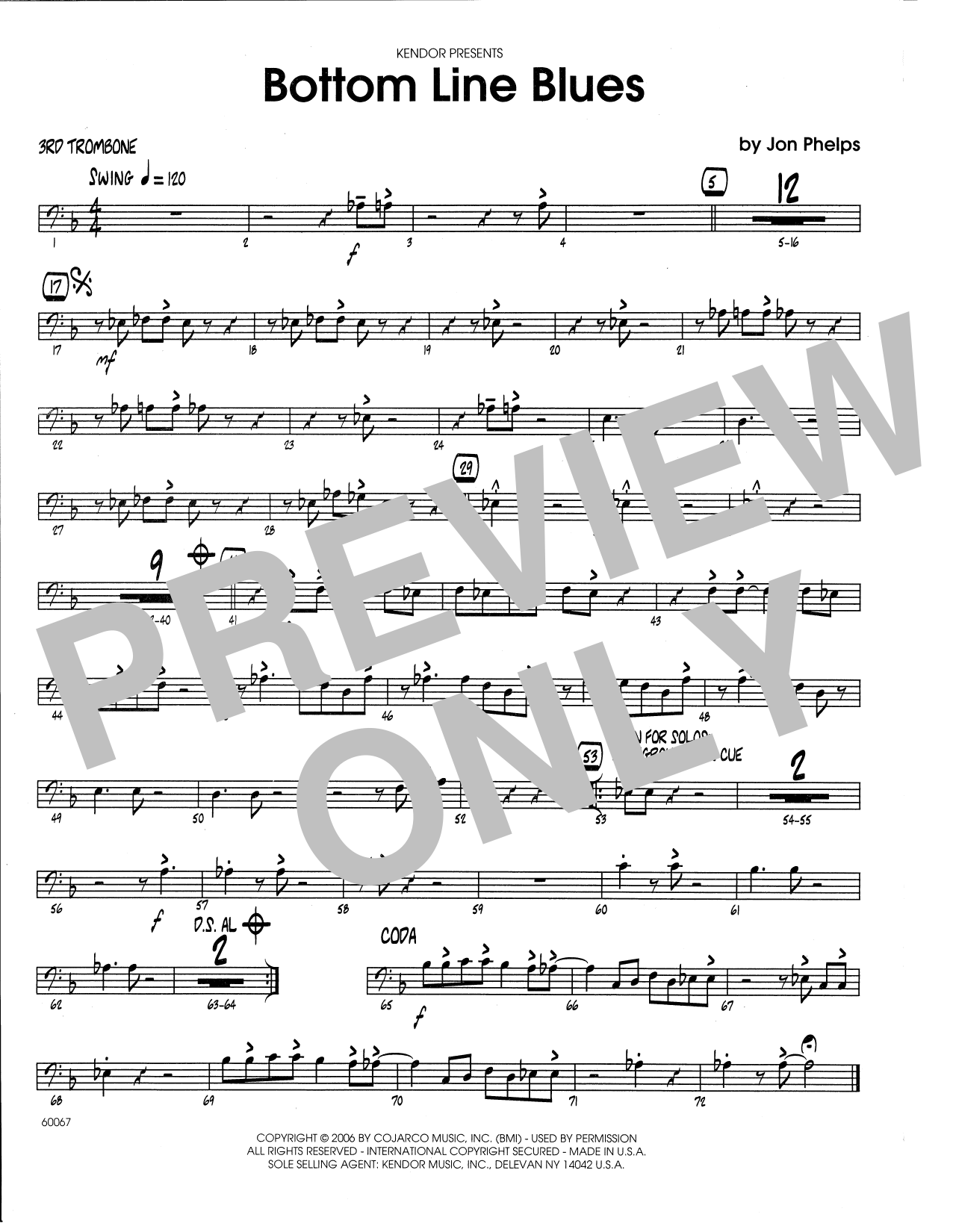 Download Jon Phelps Bottom Line Blues - 3rd Trombone Sheet Music
