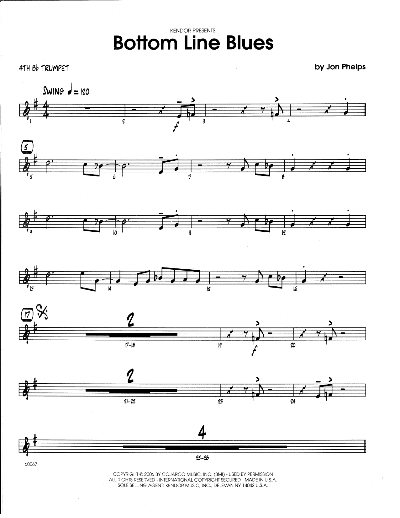 Download Jon Phelps Bottom Line Blues - 4th Bb Trumpet Sheet Music