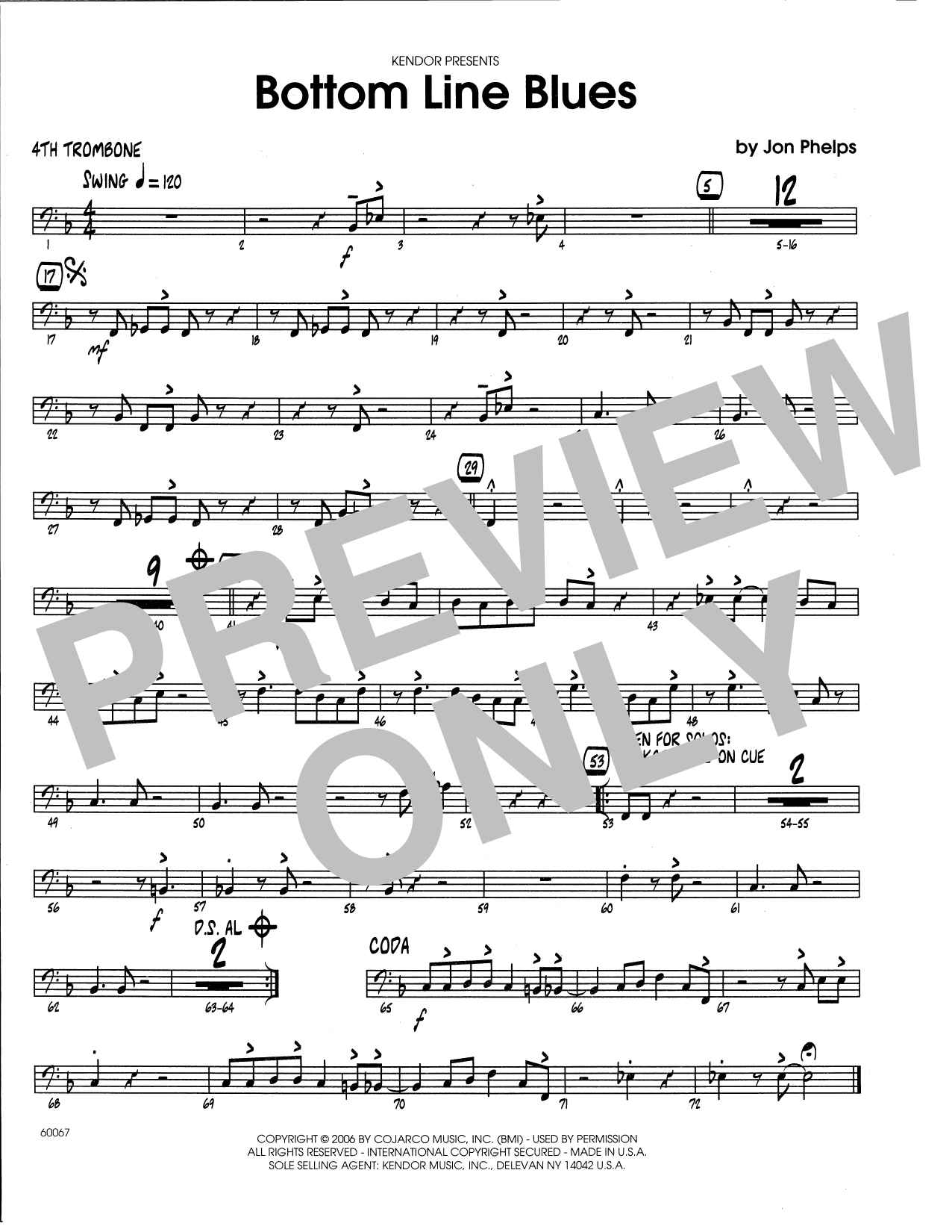 Download Jon Phelps Bottom Line Blues - 4th Trombone Sheet Music