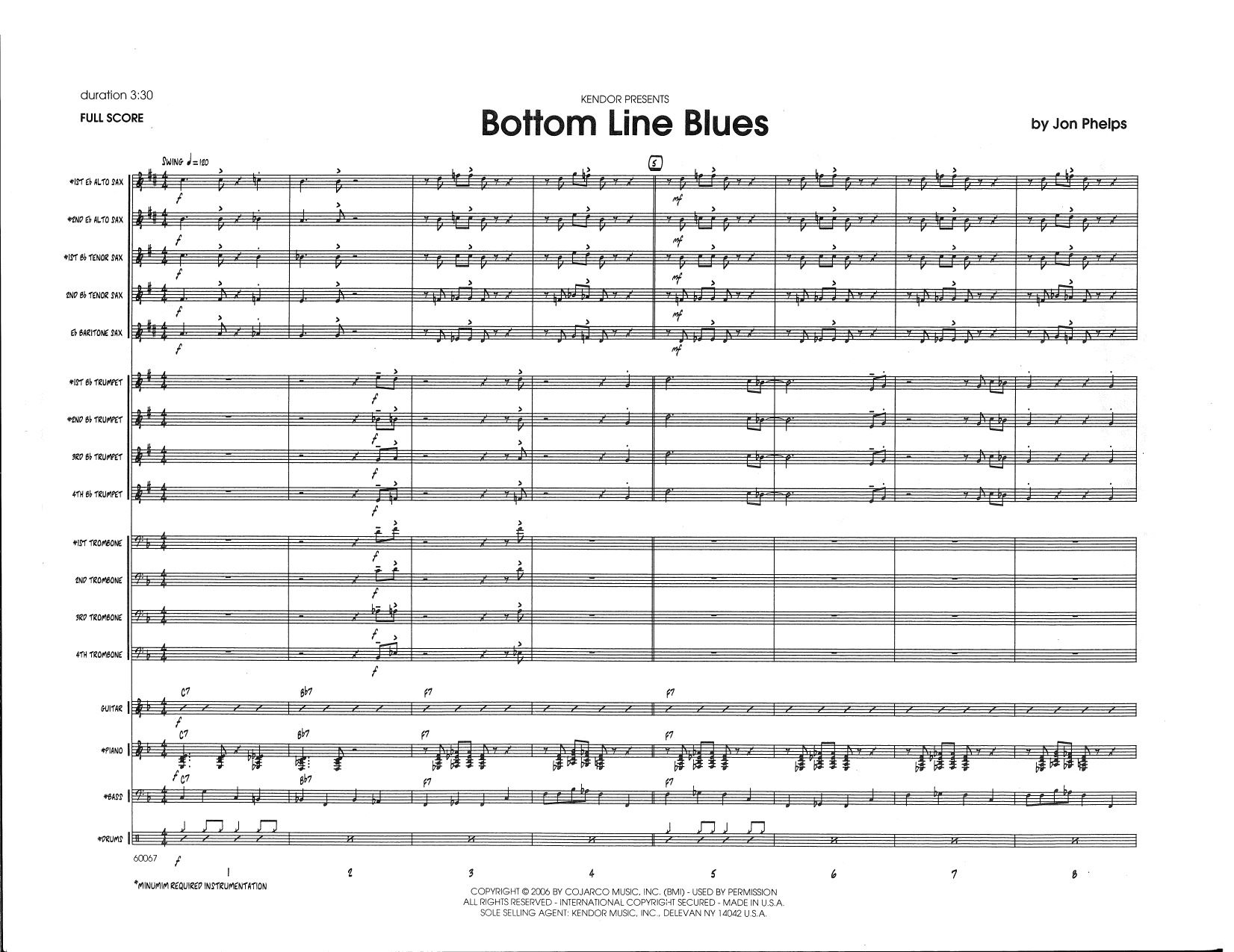 Download Jon Phelps Bottom Line Blues - Full Score Sheet Music