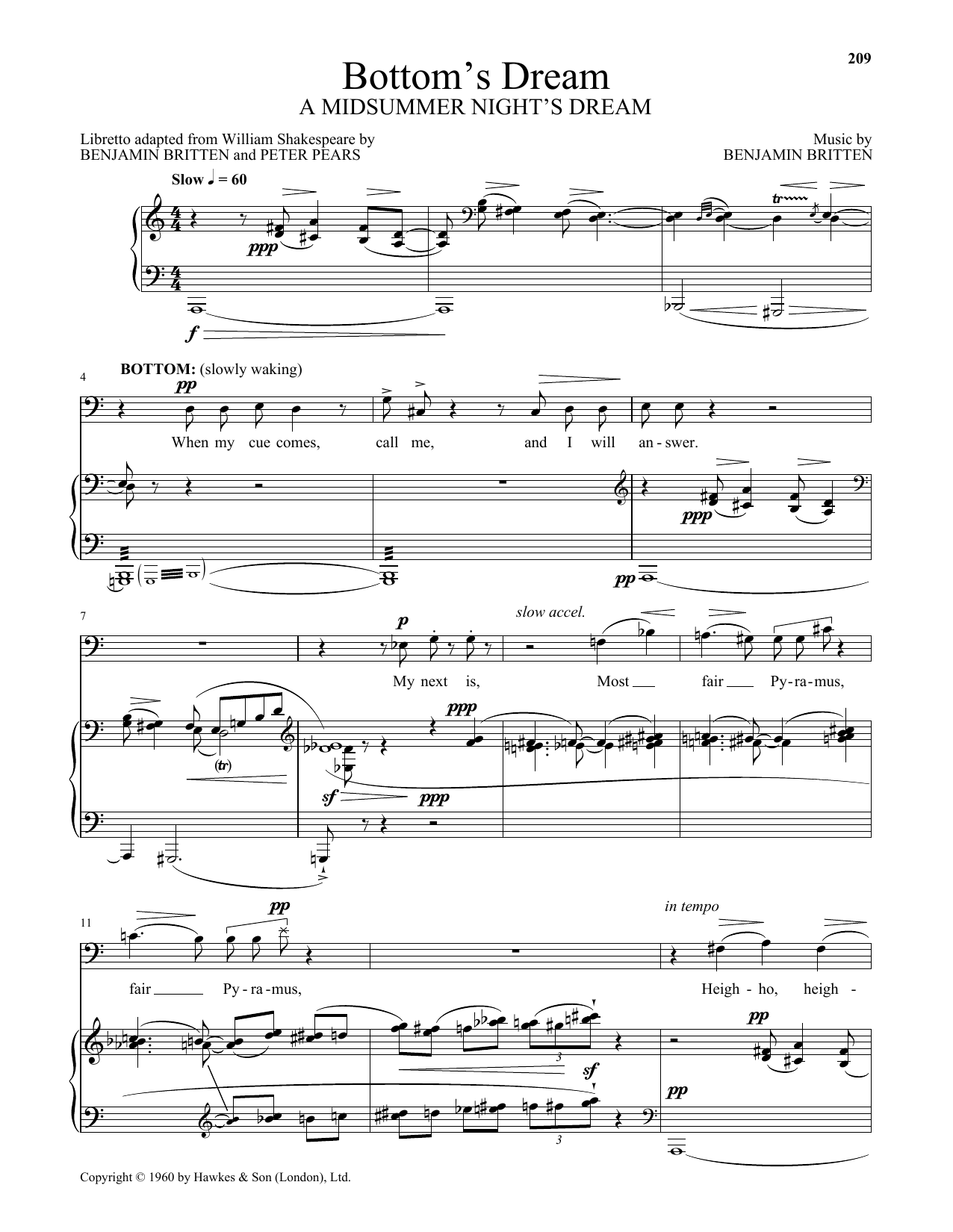 Download Benjamin Britten Bottom's Dream Sheet Music