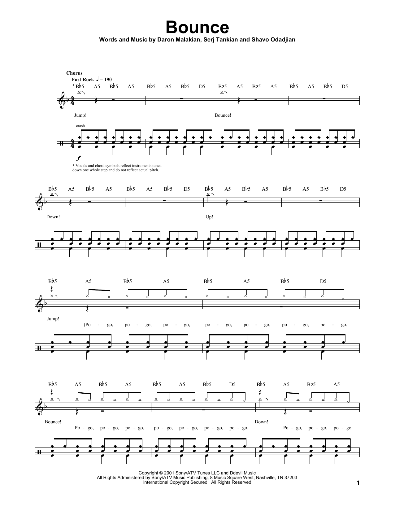 Download System Of A Down Bounce Sheet Music