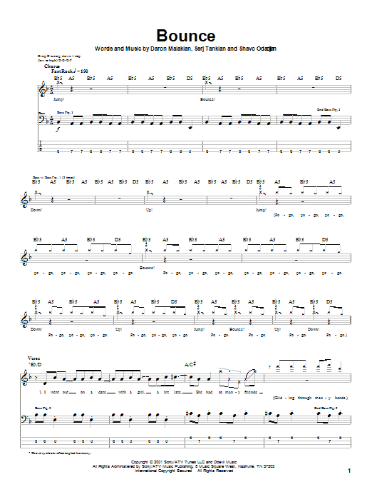 Download System Of A Down Bounce Sheet Music