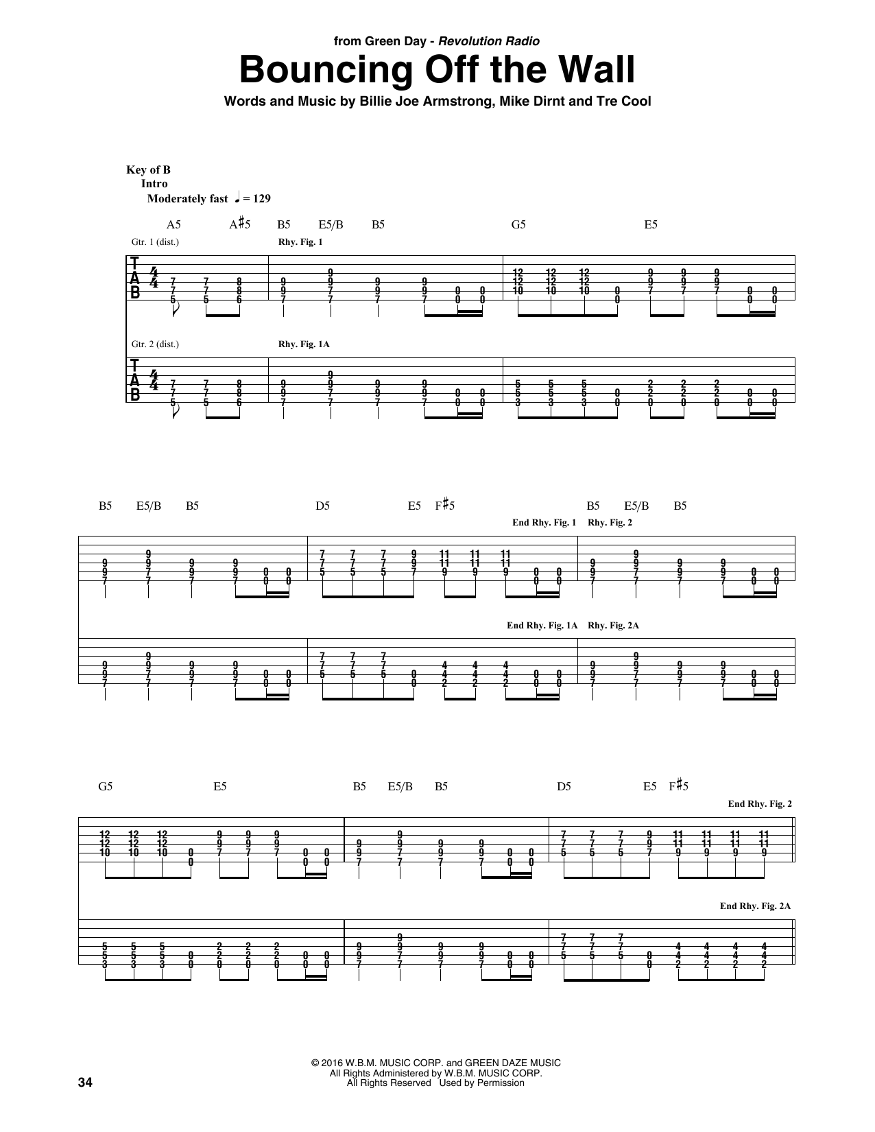 Download Green Day Bouncing Off The Wall Sheet Music