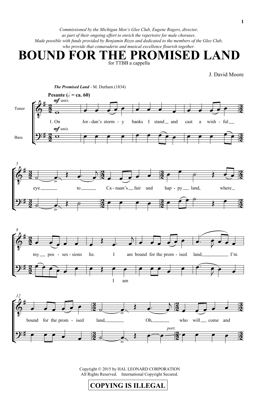 Download J. David Moore Bound For The Promised Land Sheet Music