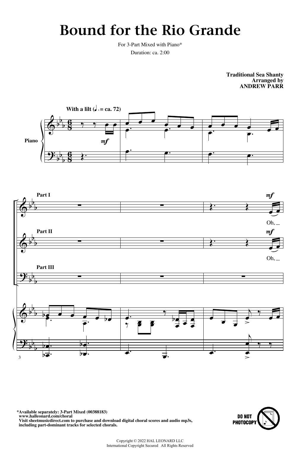 Download Traditional Sea Shanty Bound For The Rio Grande (arr. Andrew P Sheet Music