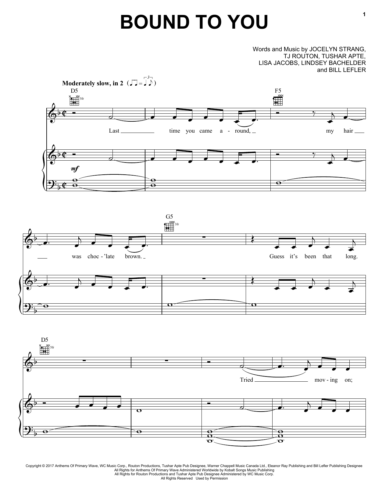 Download Jocelyn Alice Bound To You Sheet Music