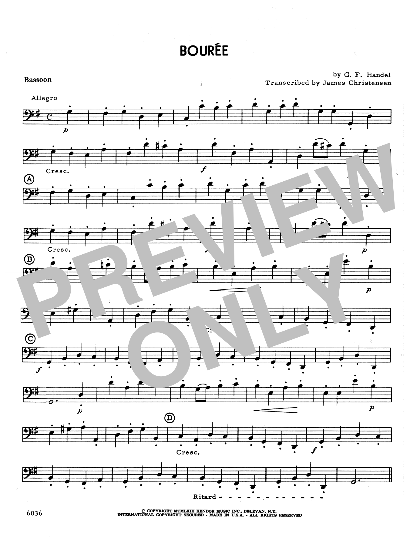 Download James Christensen Bourée - Bassoon Sheet Music