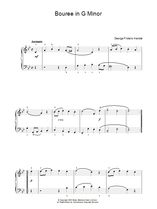 Download George Frideric Handel Bouree In G Minor Sheet Music