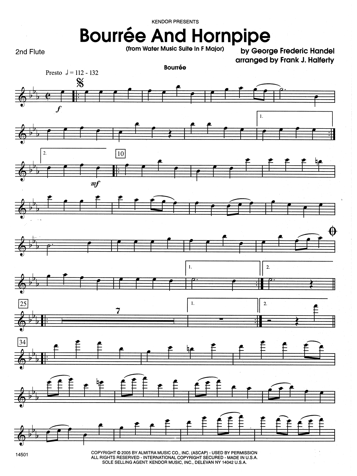 Download Frank J. Halferty Bourree And Hornpipe (from Water Music Sheet Music
