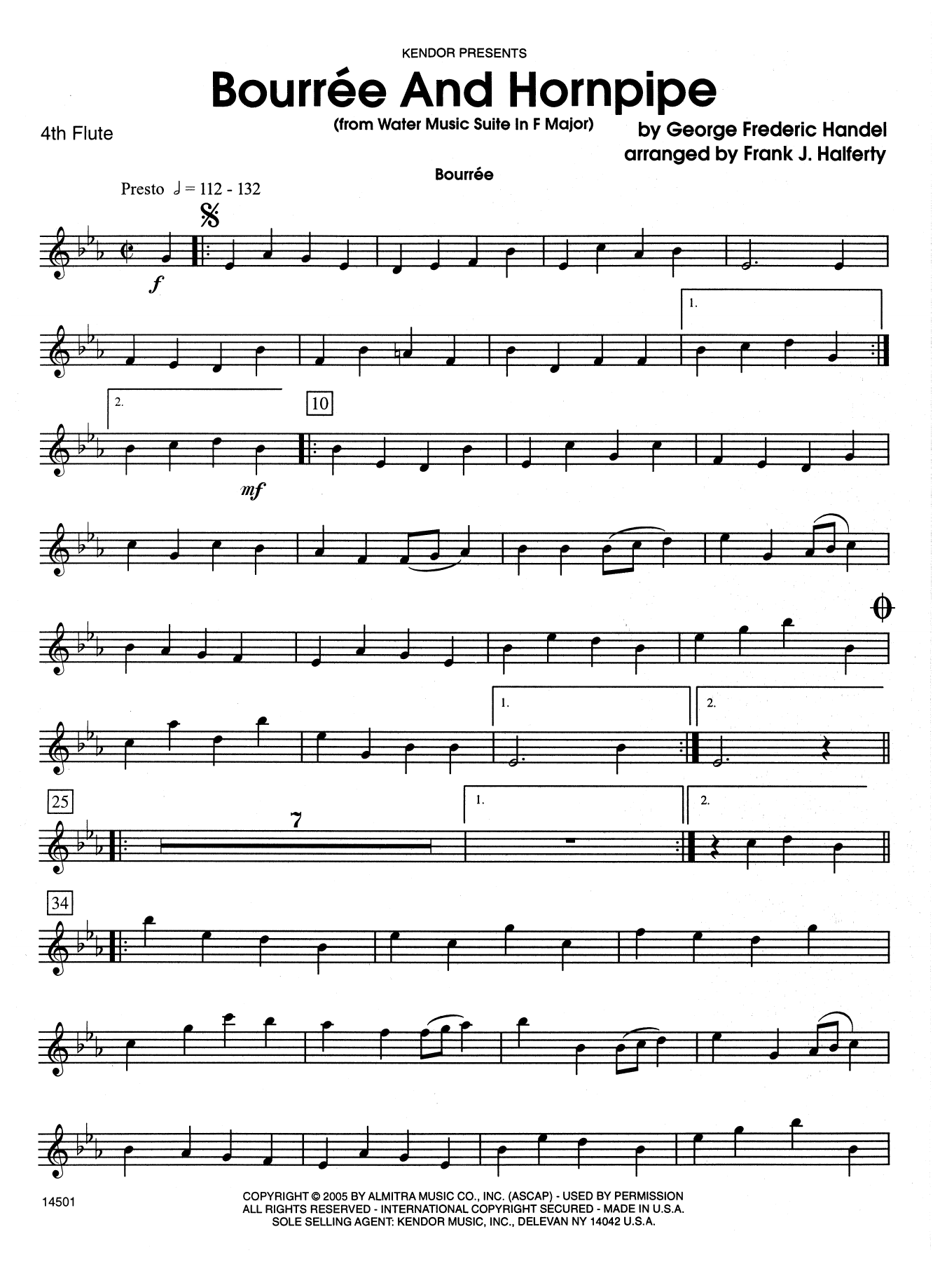 Download Frank J. Halferty Bourree And Hornpipe (from Water Music Sheet Music