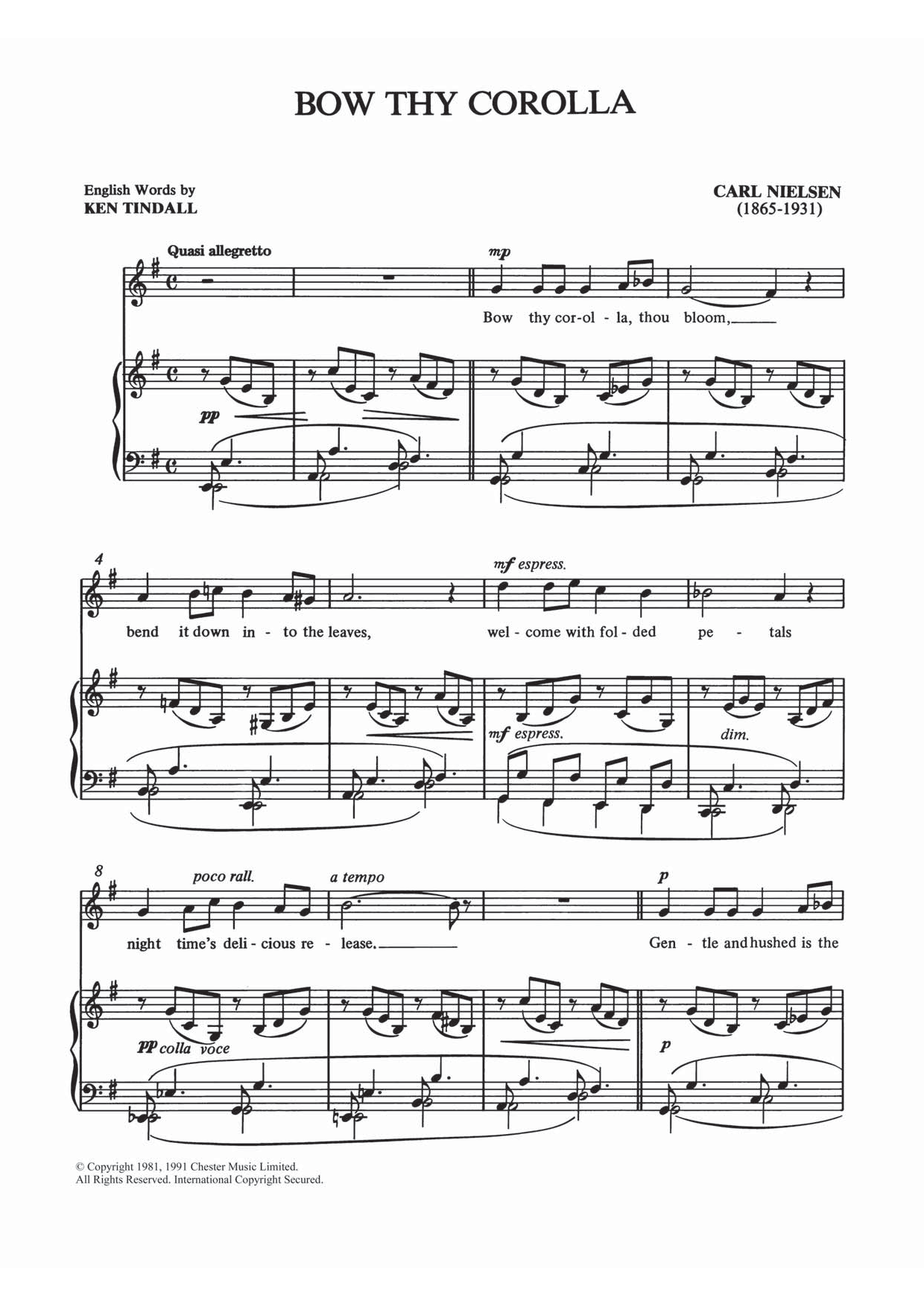 Download Carl Nielsen Bow Thy Corolla Sheet Music