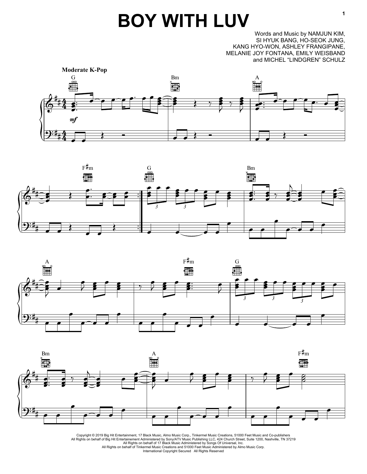 Download BTS Boy With Luv (feat. Halsey) Sheet Music